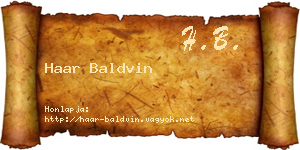 Haar Baldvin névjegykártya